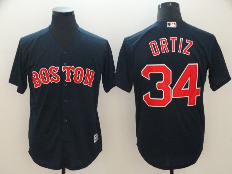 Men Boston Red Sox 34 Ortiz Blue Game MLB Jerseys